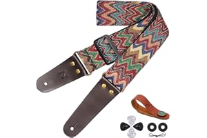 Nefelibata Tracolla per chitarra, cinghie per chitarra con estremità in pelle, bottone della cinghia, serrature della cinghia e plettri per chitarra