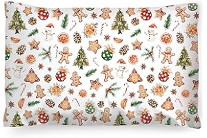 PinkZebra Federa per cuscino natalizio, 40 x 60 cm, 100% cotone, per bambini e adulti, Ecotex Standard 100, federa con chiusura lampo, pan di zenzero di Natale