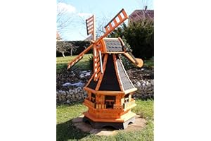 HOLZDEKOLADEN XXL 1,30 m Windmühle für den Garten Solar, Farbe schwarz imprägniert 18