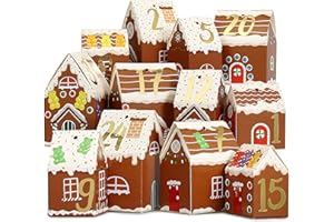 Papierdrachen Adventskalender 2025 - buntes Lebkuchen-Weihnachtsdorf - 24 wiederverwendbare Häuserboxen zum Basteln und Befüllen