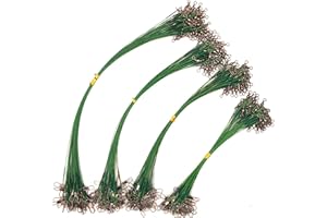 PISCORUSH 50 Stück Angeldrahtvorfächer, Nylon-beschichtete Angelschnur, Vorfächer mit Wirbeln und Druckknöpfen, Edelstahl, Angelzubehör