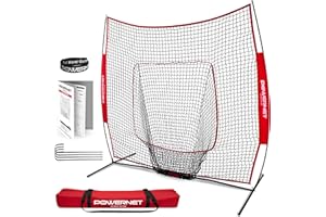 PowerNet Baseball Softball Practice Net for Hitting and Throwing with 7x7 Bow Frame