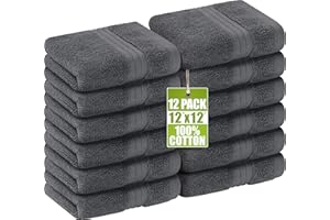 Utopia Towels - 12 Pack Luxury Flannel Face Cloth Set (30 x 30 CM) 100% Cotton Ring Spun, Highly Absorbent and Soft Feel Washcloths for Bathroom, Spa, Gym, and Face Towel (Grey)