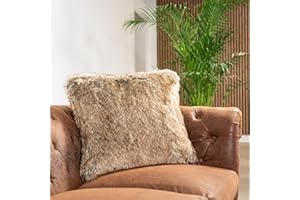‎QUANTUM INTERIOR BY MAXLAND Quantum Interior by Maxland Luxus Fell-Wendekissen Simba gefüllt Extra flauschig, Fake Fur Felloptik Pelzkissen für Wohnzimmer, Sofa, Bett, Stühle 50x50 cm (Simba/Wolf)