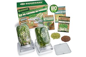 zengreens® BIO Set di vasi per germogli, inclusi semi di germogli, ciotola per germogli e videocorso - Set da 1, 2 o 3 - Vaso per germogli per l'allevamento di germogli - Ciotola per crescione