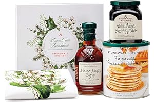‎STONEWALL KITCHEN Stonewall Kitchen Farmhouse Breakfast Geschenkbox – Frühstücks-Set mit Pancake Mix, Wild Maine Blueberry Jam und Ahornsirup – Für Gourmets und Genießer