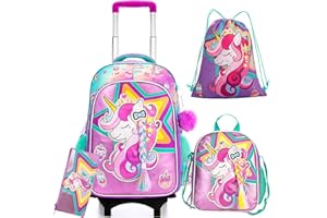 HTgroce Rolling Binder Girl Rolling Bag Rolling Binder Girl Primary Rolling Backpack Rolling Binder Girl Kindergarten Rolling Binder Girl.