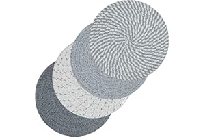 Svkiyang Lot de 4 Dessous de Plat en Fil de Coton - 4 Couleurs - Ronds tressés…