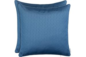 Brandsseller Set di 2 Cuscini da Esterno 45x45 cm – Cuscini Decorativi con Bordino e Struttura a Nido d'ape – Idrorepellenti e Antimacchia per Giardino, Balcone, Terrazza e Divano - Blu