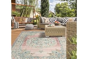 ‎THE CARPET the carpet Palma - robuster Outdoor Teppich, modernes Design, Wetterfest & UV-beständig, für Balkon, Terrasse und Wintergarten Aber auch für Küche oder Esszimmer geeignet, Rosa, 240 x 340 cm