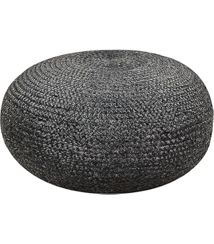 Pouf Rond En Coton Vert Émeraude à Billes De Polystyrène Coussin