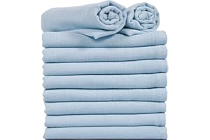ZIMEL HOMES® 10 Pack White Muslin Square Cloths 100% Cotton Baby Cloths Nappy Inserts Bibs Feeding 70 cm x 70 cm (Blue)