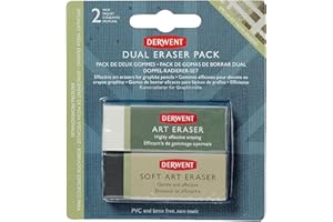Derwent - Set de 2 Gommes, Dure / Souple, Qualité Professionnelle, 2301963