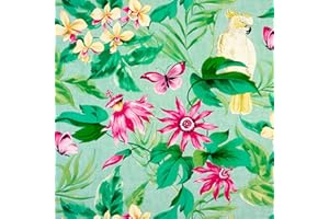 JOLEE TABLECLOTHS Wipe Clean Tablecloth Oilcloth PVC Vinyl Green and Pink Tropical Birds and Butterflies 140cm x 100cm Rectangle (55" x 39")