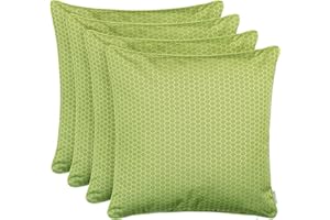 Brandsseller 4er Set Outdoor Kissen 45 x 45 cm – Wetterfeste Zierkissen mit Paspel in Wabenstruktur – Wasserabweisende Gartenkissen & Dekokissen für draußen – Sofakissen für Balkon & Terrasse - Grün