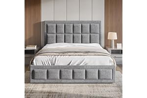 Blisswood Ottoman Bed Frame, 4ft6 Double Upholstered Ottoman Bed, UKFR Linen Fabric Ottoman Storage Bed With Gas Lift End Opening Wooden Slats With Storage Bed (4ft6 Double, 145 x 204 cm)
