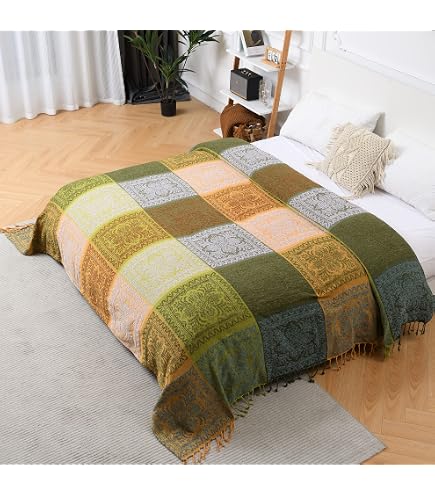 Marusthali Handgefertigte Kantha-Tagesdecke - 100% Baumwolle, Blumenmuster, King/Queen Size, Aus Indien