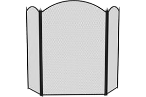 Fire Vida Selby 3 Panel Screen Spark Guard, Metal, Nero, Ghisa, H 64 x L 85 x P 22 cm Circa