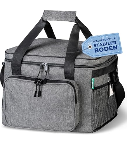 COTTARA® Opvouwbare koeltas, groot, met waterdichte isolatie, 30 liter, grote isolatietas, lekvrij, flexibele handgrepen, ideale boodschappentas, thermotas, picknicktas, grijs