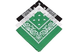 OXFORD NOVELTIES 3 Unisex Paisley Bandanas Choose from 15 Mixed Sets (Green-White-Black)