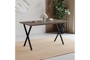 Vida Designs 4 Seater Dining Table With X Shaped Black Metal Legs, Industrial Style Rectangle Kitchen/Dining Room Furniture (Walnut)