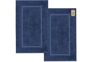 Lavea® 2 Tappetini da Bagno 50x80 cm – Antiscivolo e Lavabili in 100% Cotone – Assorbenti e Resistenti – Ideali per Bagno e Doccia – Blu navy