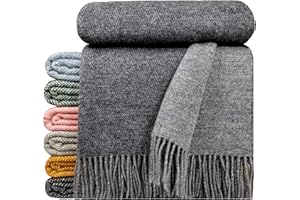 ‎STTS INTERNATIONAL STTS International Wolldecke 100% Schurwolle Wohndecke in versch. Farben 140 x 200 cm Tagesdecke Schurwolldecke Woll-Plaid Tirol (Grau-Dunkelgrau (Double face), 140 x 200 cm)