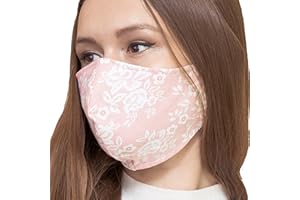 IDentity LNGR Reusable Pink Face Mask Floral with Filter Pocket UK, Washable Cotton Masks, Ladies Wedding Womens 4 Layer Cloth Coverings (Pink Floral)