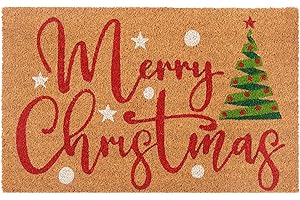 ‎HANSE HOME Hanse Home Kokos Fußmatte Weihnachten - rutschfeste Schmutzfangmatte Natur für Innen, Fußabtreter Merry Christmas Tree Kokosfaser Kokosmatte für Eingangsbereich & überdachten Außenbereich - 40x70cm