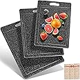 DIFULI Chopping Board Set, 3 Chopping Board Plastic with Non-Slip Feet and Juice Grooves, BPA Free, Easy Grip Handle, Dishwasher Safe Cutting Boards, Black Chopping Boards for Kitchens