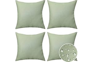 Home Brilliant Sage Green Cushion Covers 45 x 45 for Garden Furniture, Decorative Outdoor Cushions Covers Waterproof, 18x18 inches, Pack of 4, Sage Green