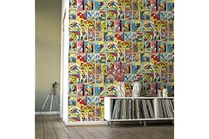 Muriva Marvel Avengers 159501 Papier peint multicolore Hulk Thor Ironman Bande dessinée pour chambre d'enfant 10 m x 0,52 cm