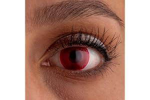 LEXXOO Kontaktlinsen Farbig, 1 Paar (2 Stück) – „Evil Eyes“ – Farbige Kontaktlinsen ohne Stärke für Fasching, Halloween, Karneval & Cosplay, Rote Kontaktlinsen mit UV-Schutz