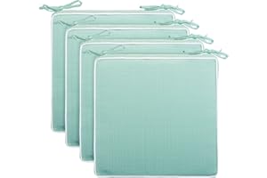 Brandsseller Cojines para Asiento de jardín al Aire Libre con Ribete Aspecto de Lino Estructurado repele la Suciedad y el Agua con Cintas de fijación 40x40x4 cmpack de 4 Unidades Color Verde