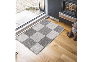 Serdim Rugs Anti Slip Geometrical Design Kitchen & Hall Runners All Purpose Rugs-Mats, Grey-Square, 67x120cm (2'2"x3'11")