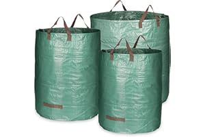 COM-FOUR® 3x Bolsa con asas de transporte - Bolsa de residuos de jardín plegable en 3 tamaños resistente al desgarro (272 l + 300 l + 500 l - 3 piezas)