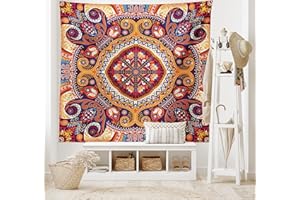 ABAKUHAUS Cachemir Tapiz de Pared y Cubrecama Suave, Alfombra De Flores Arabe, Material Resistente, 230 x 140 cm, Multicolor