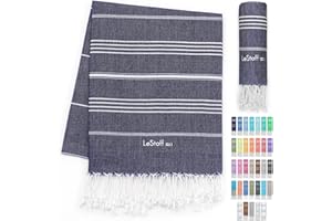 LeStoff tradycyjny ręcznik hammam ręcznik plażowy ręcznik kąpielowy ręcznik do sauny ręcznik prysznicowy ręcznik spa sport joga podróż 100% bawełna organiczna. Trwałe, naturalne, miękkie i wstępnie prane. (95 x 180 cm, Navy)