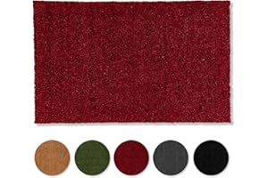 Carpido Antypoślizgowe maty kokosowe, antybakteryjne maty pod drzwi, do zadaszonego obszaru zewnętrznego, z ekologicznych włókien naturalnych, 100% kokosowy, 60 x 90 cm, czerwone