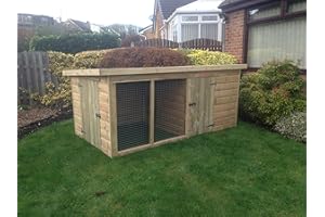 Pinelap quality wooden 8x4 compact deluxe T&G dog kennel & run - 10-year anti rot timber