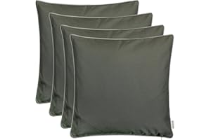Brandsseller Set di 4 Cuscini da Esterno 45x45 cm – Cuscini Decorativi con Elegante Bordino a Contrasto – Idrorepellenti e Antimacchia per Giardino, Balcone, Terrazza e Divano – Antracite