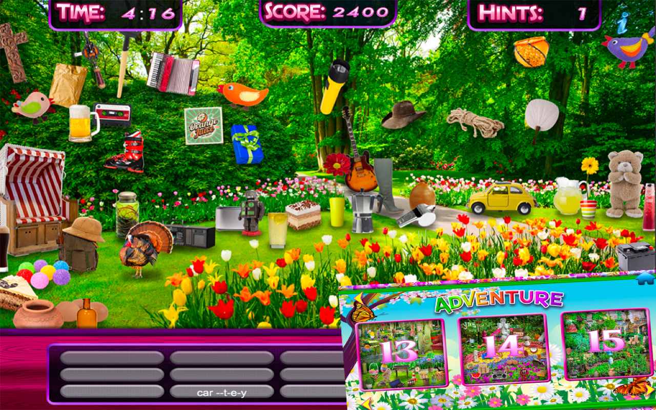 Hidden Object Spring Gardens & Objects Time Easter Puzzle Differences