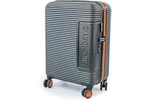 Superdry Hard Shell Travel Suitcases - Lightweight, Robust, TSA Locks, with 8 Smooth Spinner Wheels, Telescopic Trolley Handle, Clothing Retention Straps & High Capacity Luggage (Black/Orange, Large)