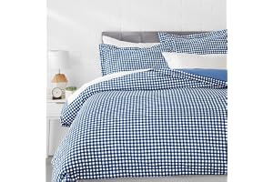 AmazonBasics Microfiber Checkered 3-Pieces Queen Gingham Plaid Quilt/Duvet/Comforter Cover Set with 2 Pillow Covers