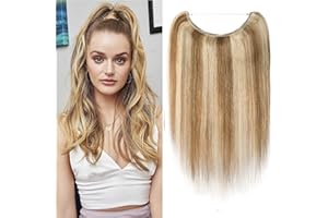 20"(50cm) SEGO Extensiones de Cabello Natural con Hilo Invisible Sin Clip [#12/613 Castaño Dorado/Blanqueador Rubio] 100% Remy Pelo Humano Una Pieza Liso Ajuatable Hair Extensions (70g)