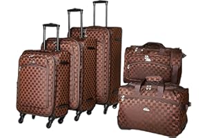 American Flyer Luggage Madrid 5 Piece Spinner Set, Brown, Standard Size, Madrid 5-Piece Spinner Luggage Set