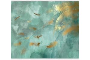murando Fotomurali adesivi Piuma 441x315 cm Carta da parati Audoadesiva Carta da parati moderna Fotomurale Carta da parati Boho Astratto Ornamento or turchese n-A-1700-a-a