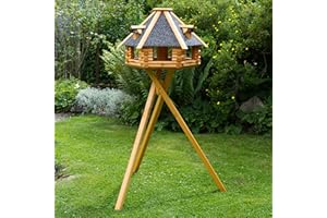 Deko-Shop-Hannusch XXL Luxus Vogelhaus wahlweise mit Solarbeleuchtung absoluter Blickfang, Vogelfutterhaus aus Holz, V13 XXL wahlweise mit Ständer, Silo (XXL mit Ständer, anthrazit Steindach)