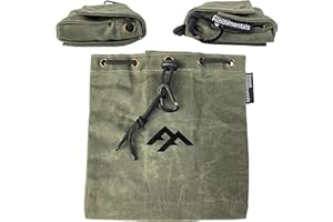 Forest Fundamentals™ Artisan Forager Pouch™ | Handmade Waxed Canvas Collapsible Waist Foraging Utility Pouch, Bag, Pack | Bushcraft, Hiking, Camping & Dog Walking | Life-time gift to remember!