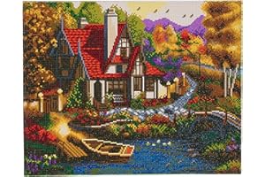 CRYSTAL ART Kit tableau à diamanter sur châssis 50 x 40 cm - Cottage